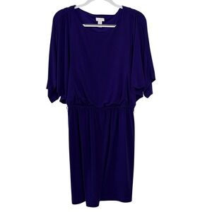 Chico's Flutter Sleeve Dress Size 12 Purple Excellent